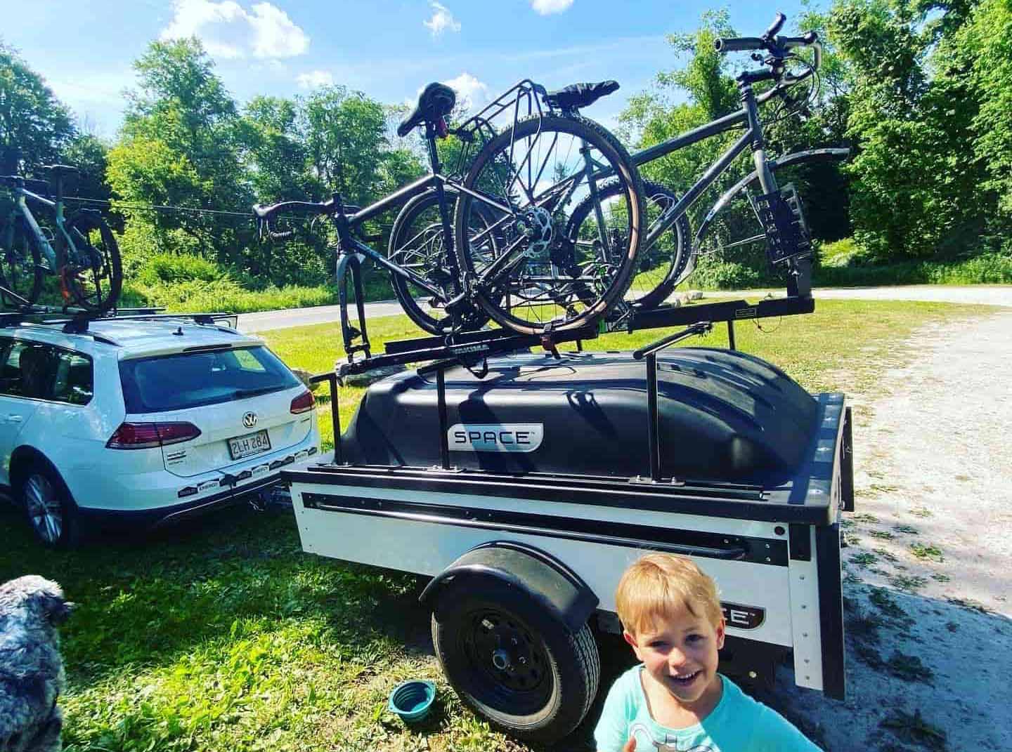 bikes on top of space trailer